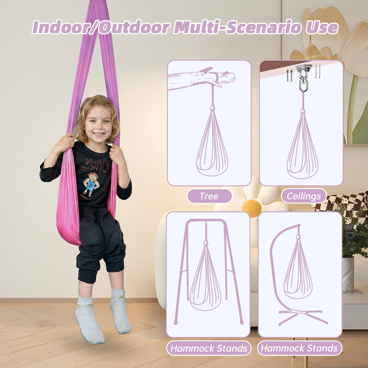 Aokitec Sensory Swing used by a child for a cozy sensory break