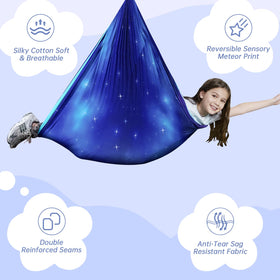 Aokitec sensory swing cozy cocooning space for sensory input.
