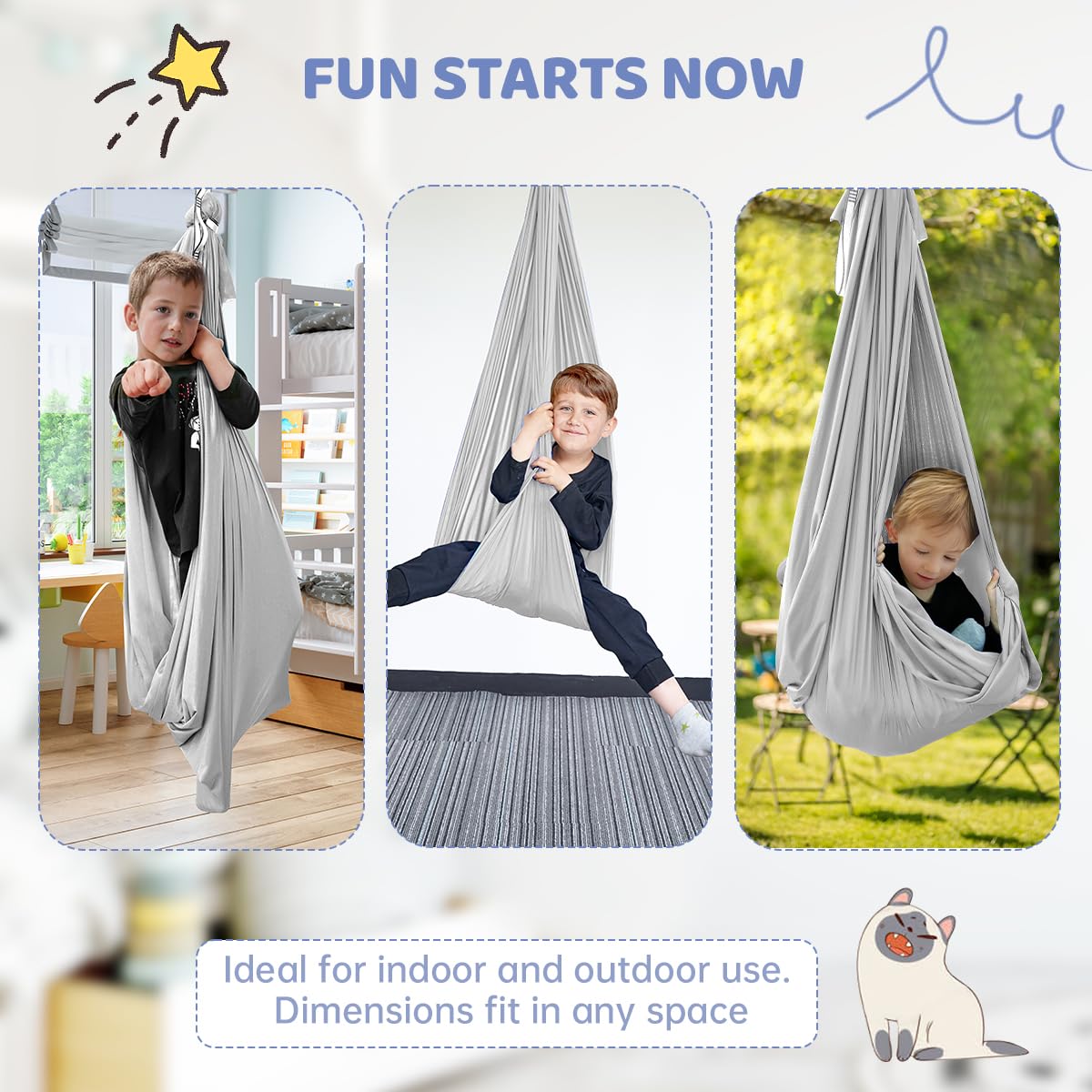 Aokitec sensory swing happy child use for comforting downtime.