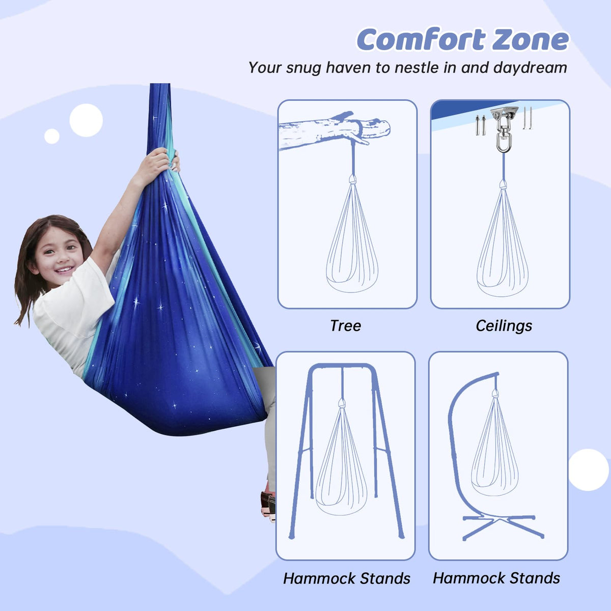 Aokitec sensory swing supports shared family use with 300-lb capacity.