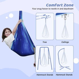Aokitec sensory swing supports shared family use with 300-lb capacity.