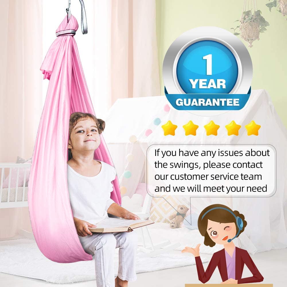Aokitec therapy swing measures 110 inches long for cocoon comfort.