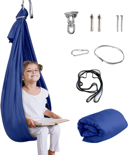 Aokitec Therapy Swing cocoon design provides calming input for kids during play