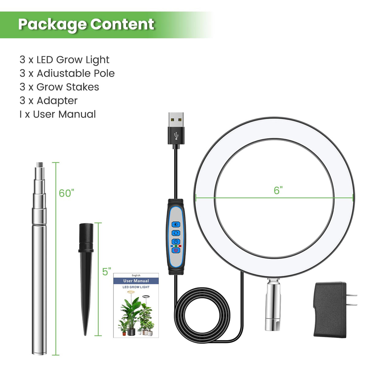 Aokrean 3-pack enables lighting for several indoor plants.