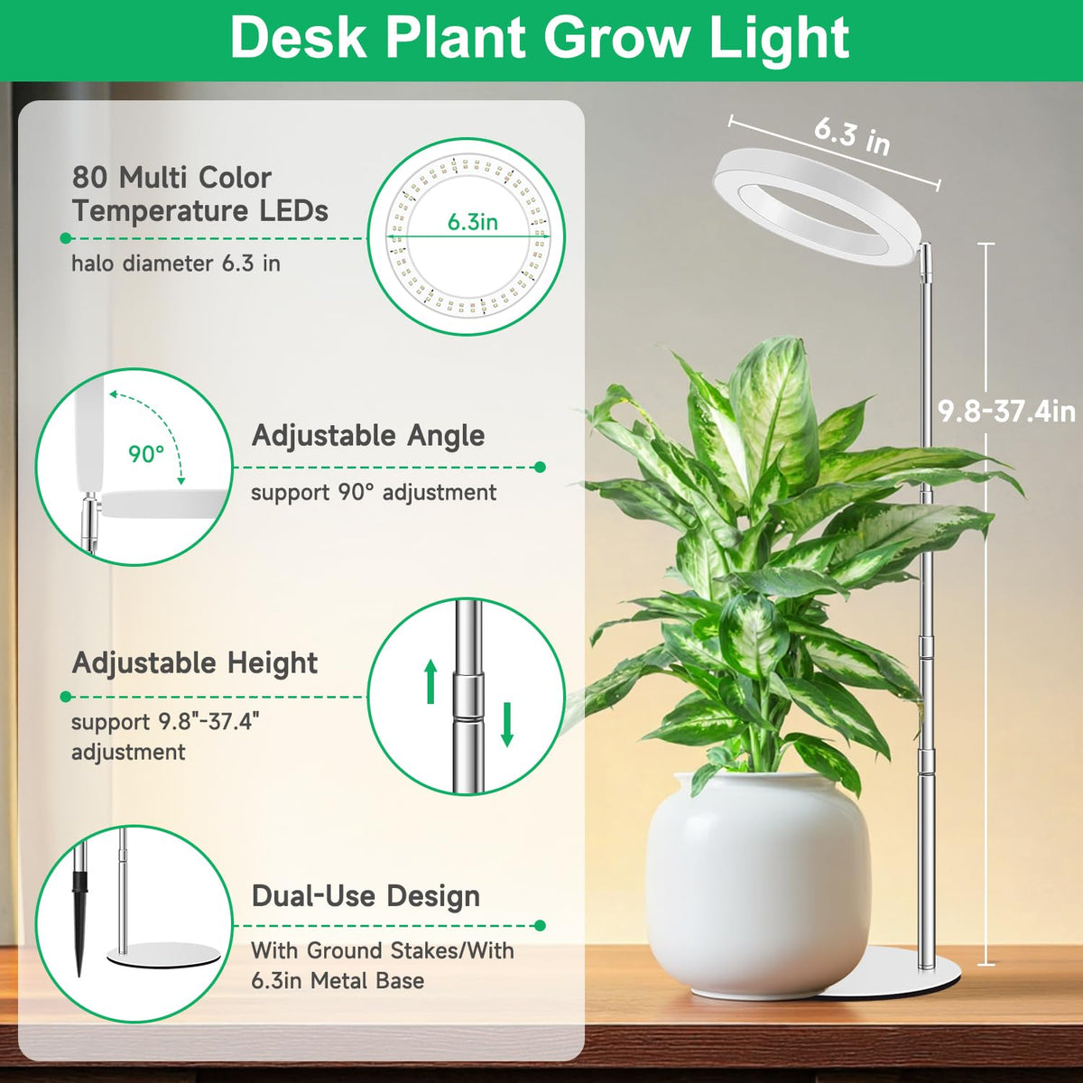 Aokrean grow light with auto timer for hands-free scheduling.