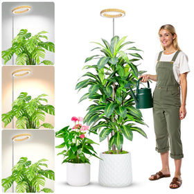 Aokrean Grow Lights with wood grain ring for durable indoor gardening lighting.