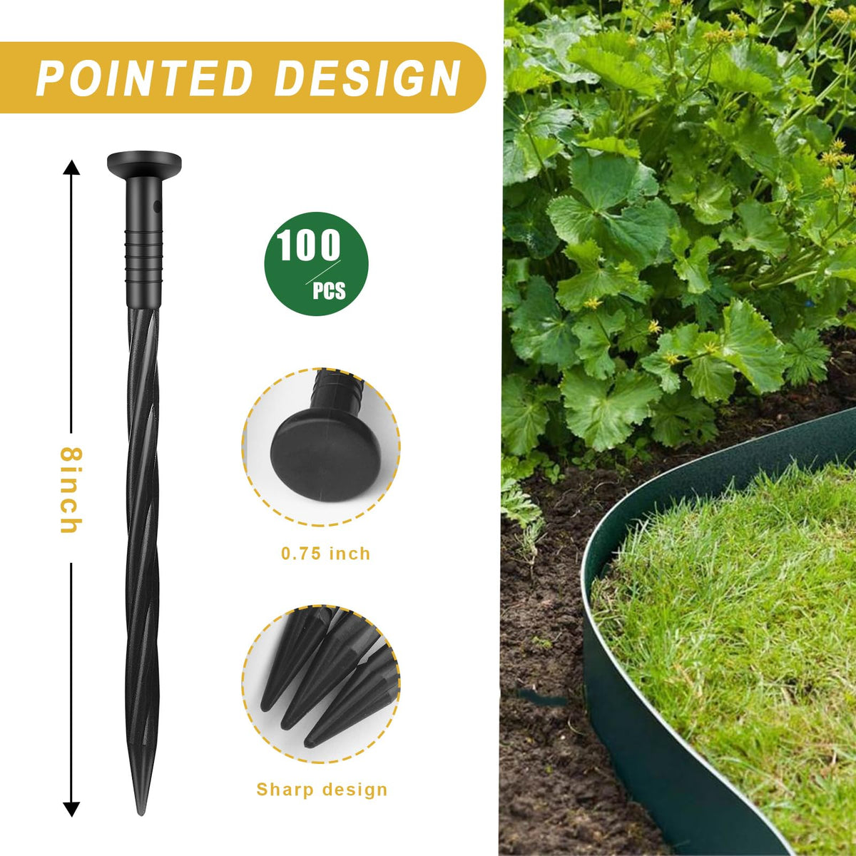 Aolabela durable plastic stake withstands weather for long-lasting edging.
