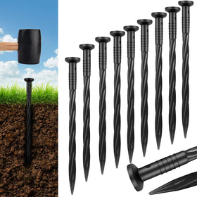 Aolabela spiral-design landscape stake in use for 8inch ground anchoring.