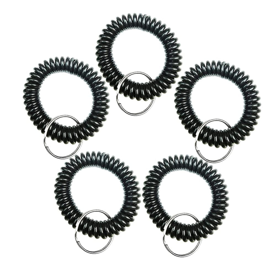 Aolalow wrist coil keychain display with five black bands for secure key organization