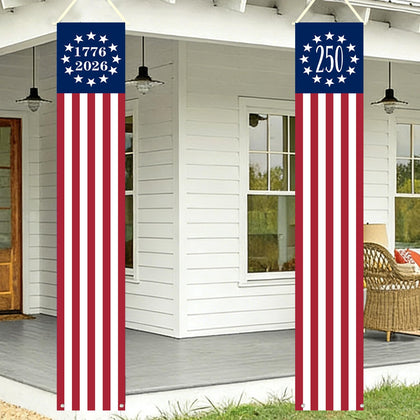Aolime 250th anniversary banner draped over the front door for patriotic welcome