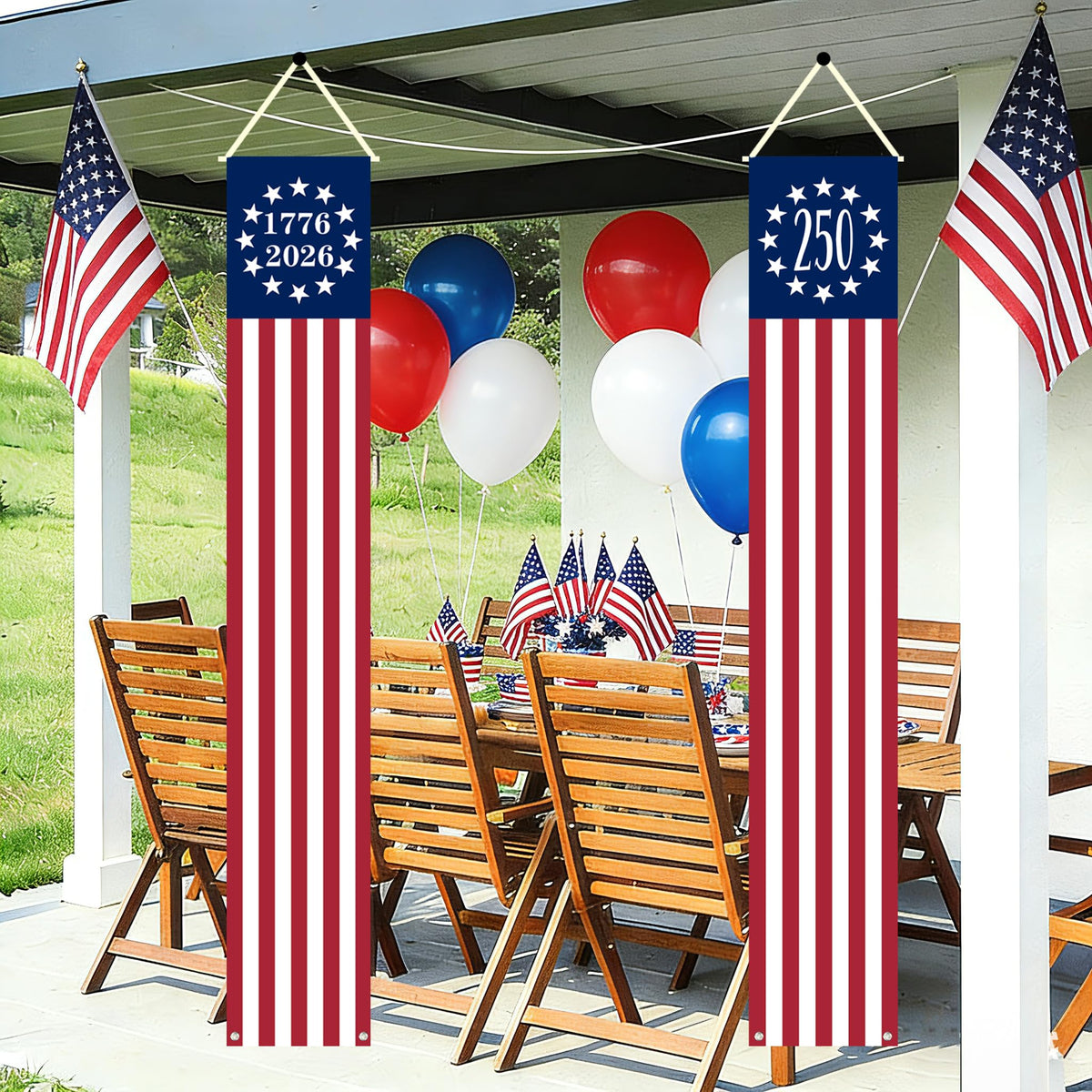 Aolime 250th anniversary banner with wind-stabilizing grommets