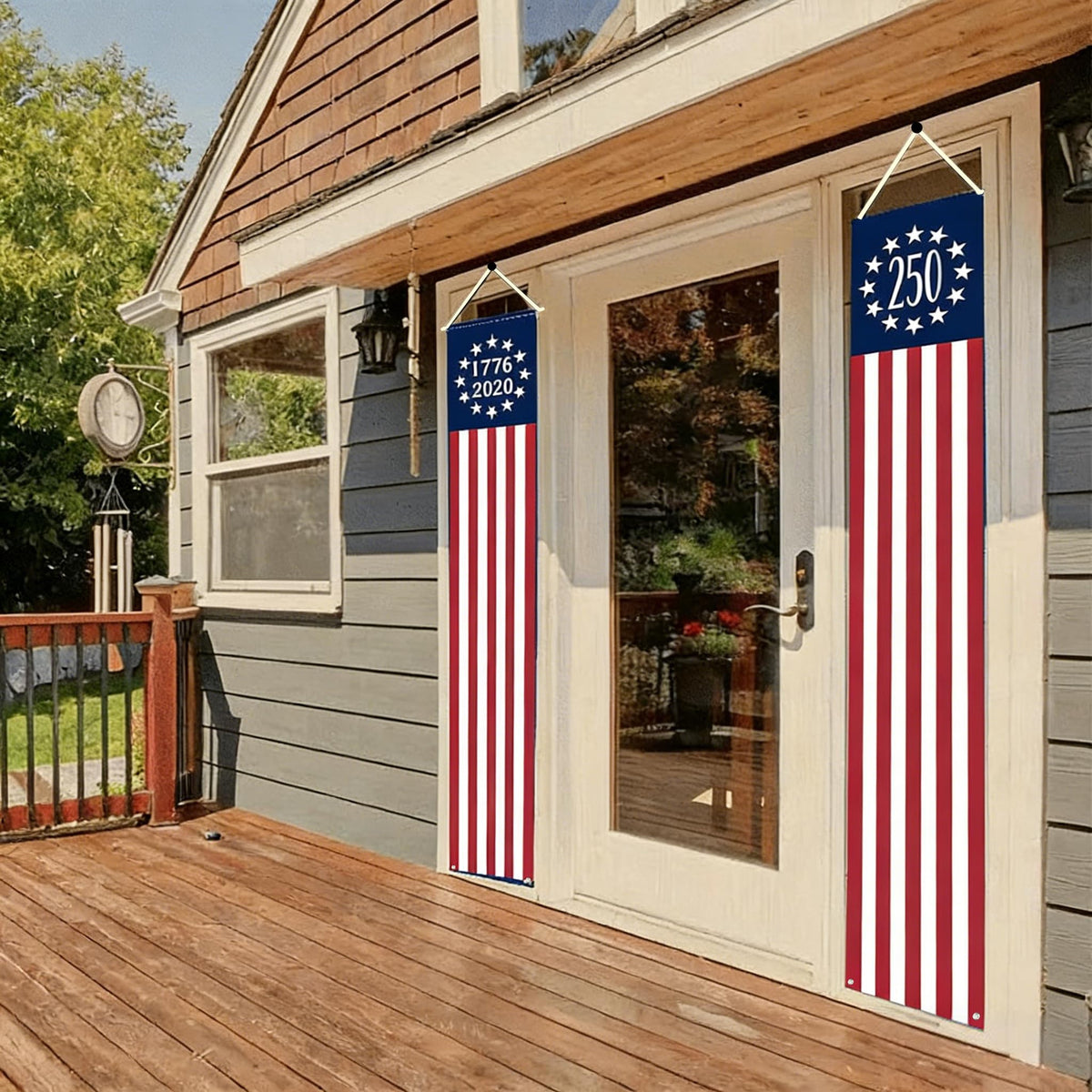 Aolime patriotic banners hanging for Memorial Day and 4th of July