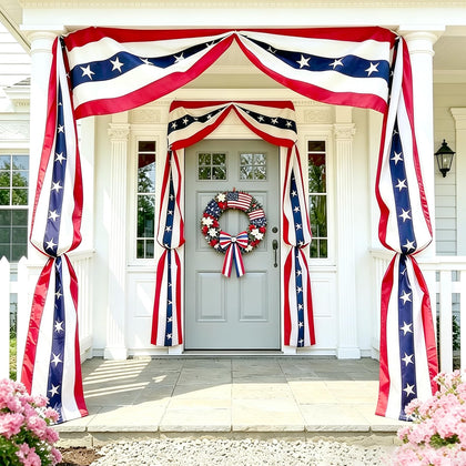 AOLIUP patriotic bunting banner for front door; large 20 ft display.