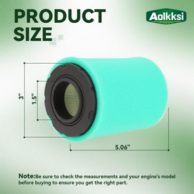 Close-up of AOLKKSI air filter 2-pack installed in mower intake for better airflow