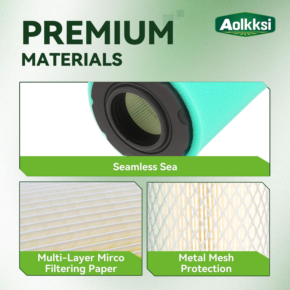 AOLKKSI air filter 2-pack showing durable media and housing