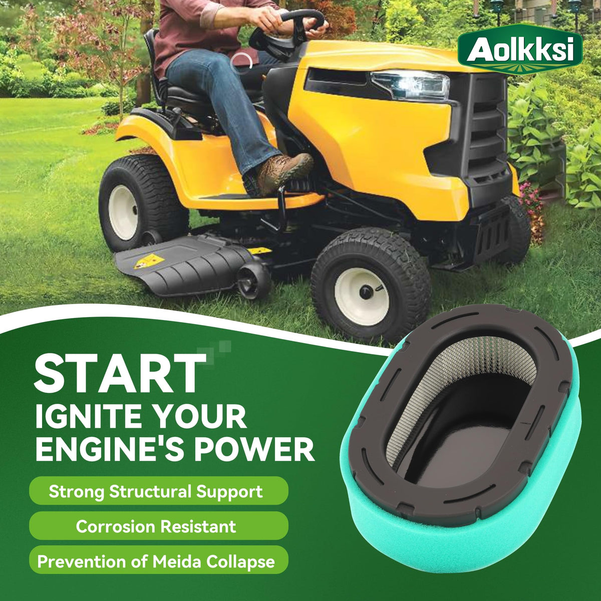 AOLKKSI air filter with precise 6-2/3" length dimensions for Kohler 7000 engines.