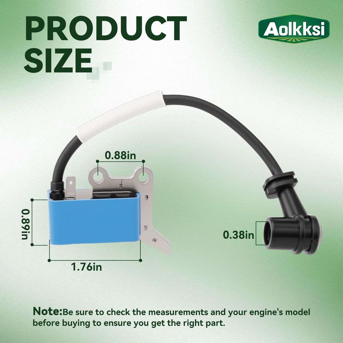 AOLKKSI ignition coil side view highlights compact design for easy swap