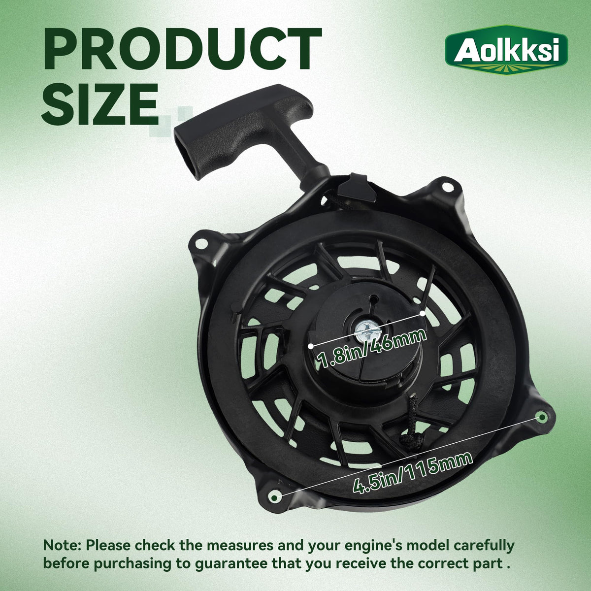 AOLKKSI pull-starter housing captures the durable design for reliable yard work.