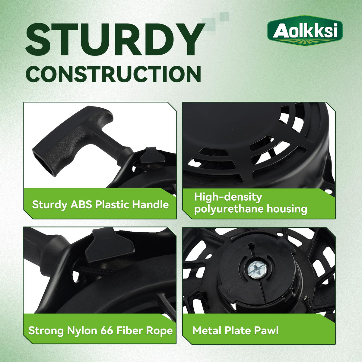 AOLKKSI recoil starter drive cog highlighted for smooth engagement and quick resets.