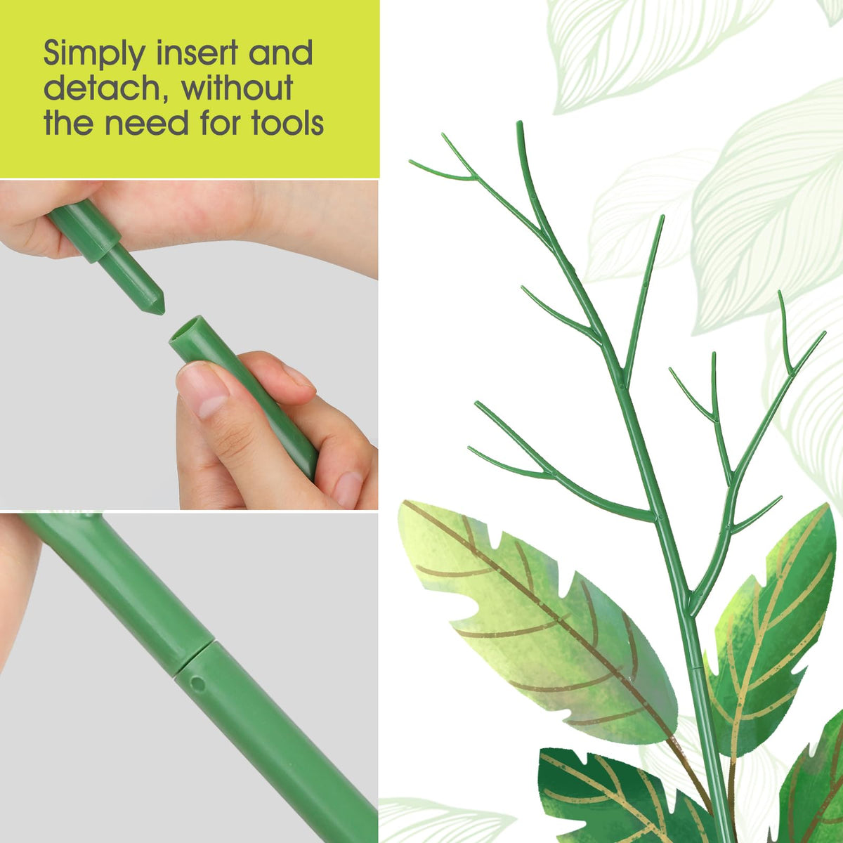 AOM Monstera support setup using rust-free plastic stakes