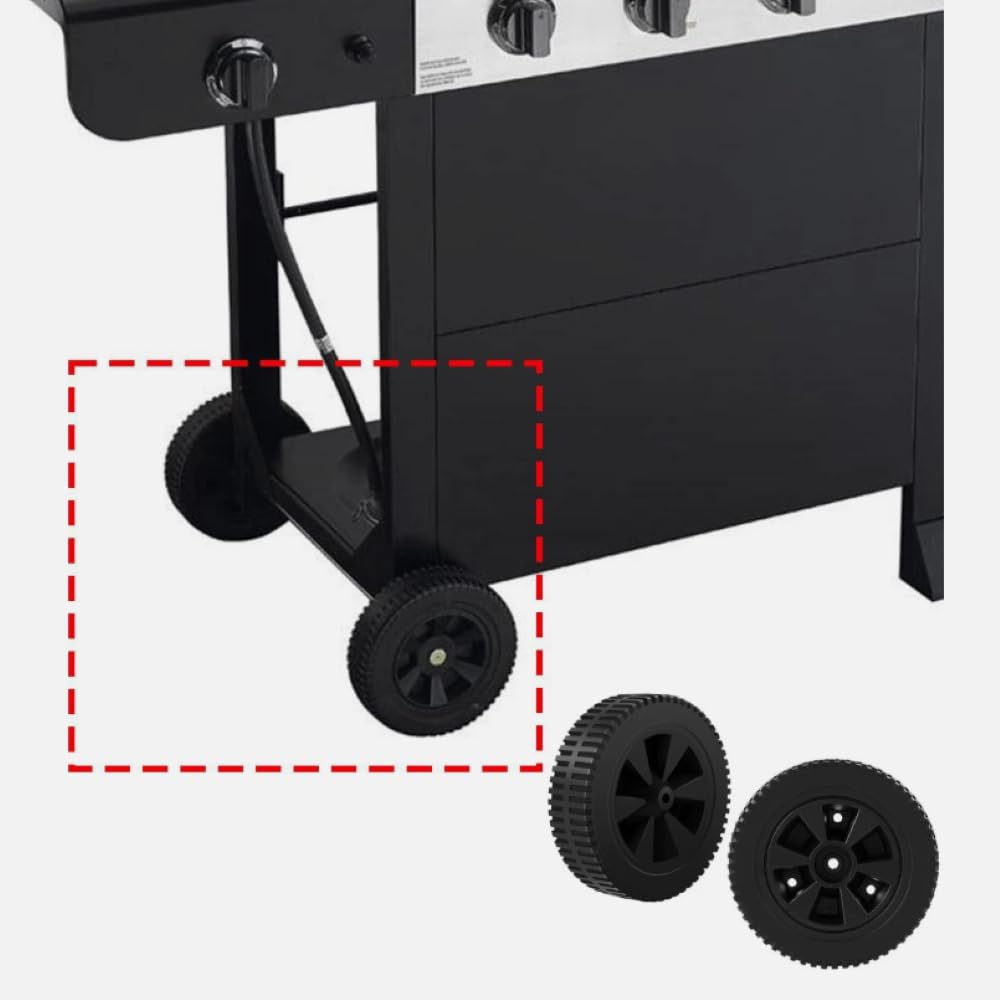 AOMUCH wheel assembly fitted to gas grills reduces effort moving on patios.