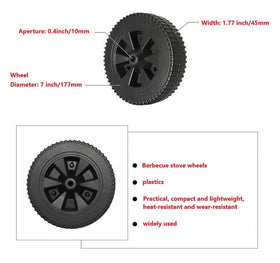 AOMUCH replacement wheel pair on Char-Broil grill demonstrates easy swap.