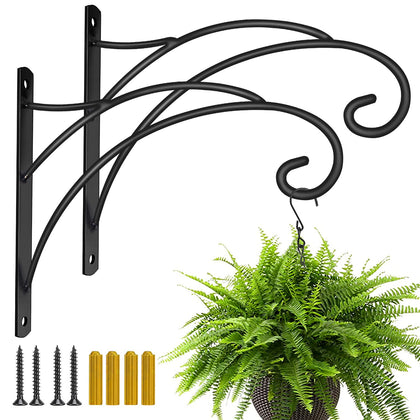 Aonagi hanging plant bracket front view shows modern black design for outdoor use