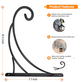 Aonagi hanging plant bracket side view highlights sturdy iron construction