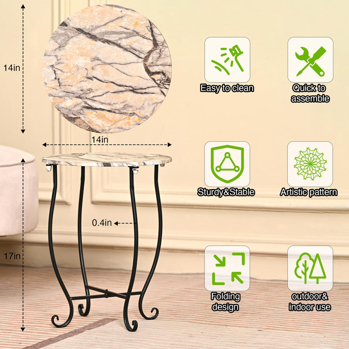 Aonagi patio side table with welded x-legs for stable outdoor support.