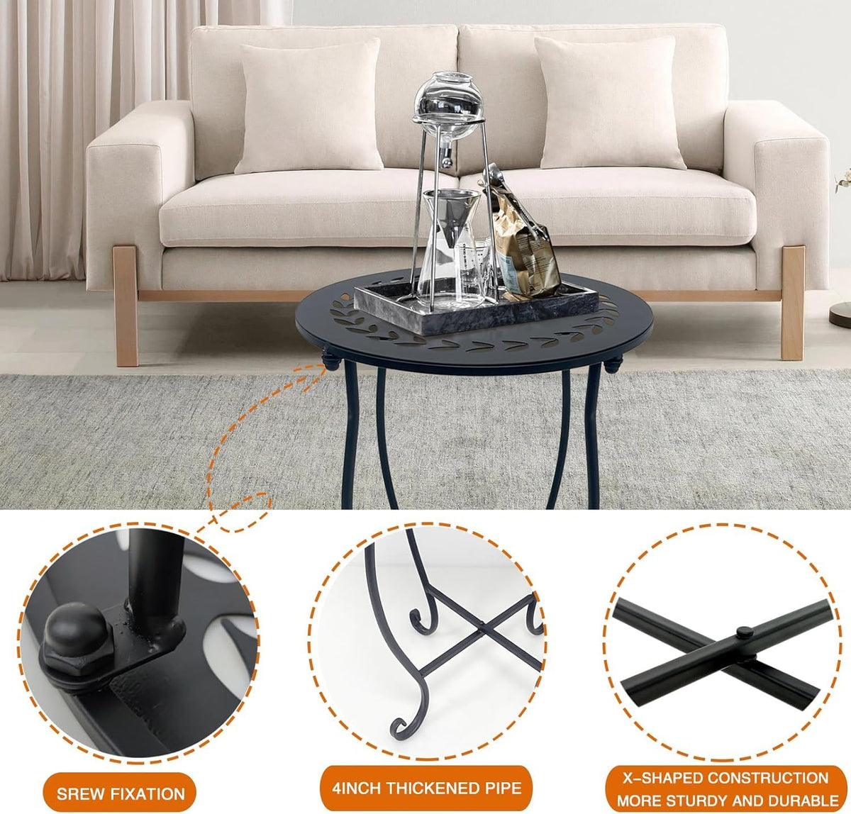 Aonagi side table used as plant stand indoors or outdoors for greenery.