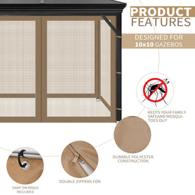 Aonear Gazebo netting close-up highlights durable breathable fabric and fine mesh.