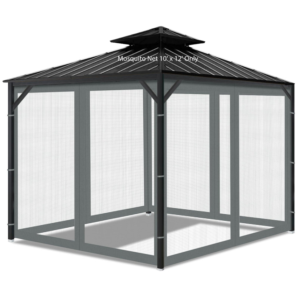 Aonear Gazebo netting four-panel zipper system guards outdoor spaces from insects.