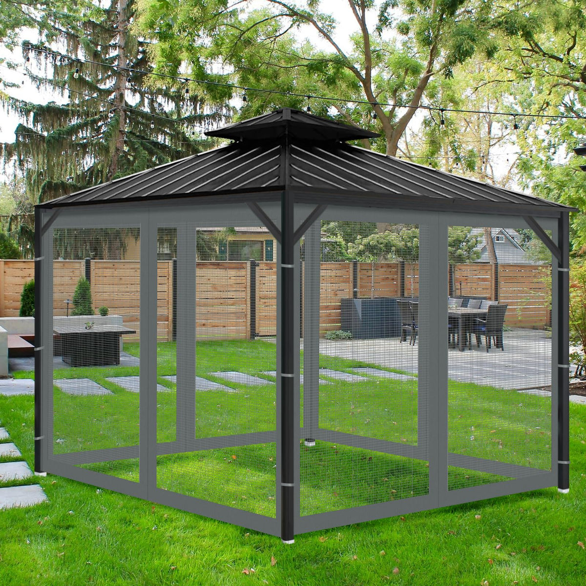 Aonear gazebo netting packaged roll ready for shipment or storage.