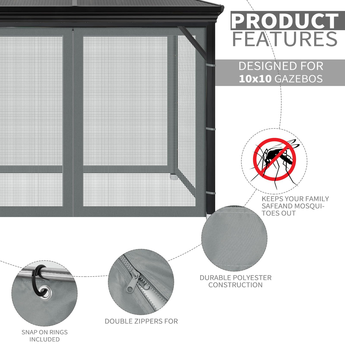 aonear installation view shows four-panel sidewalls around a gazebo