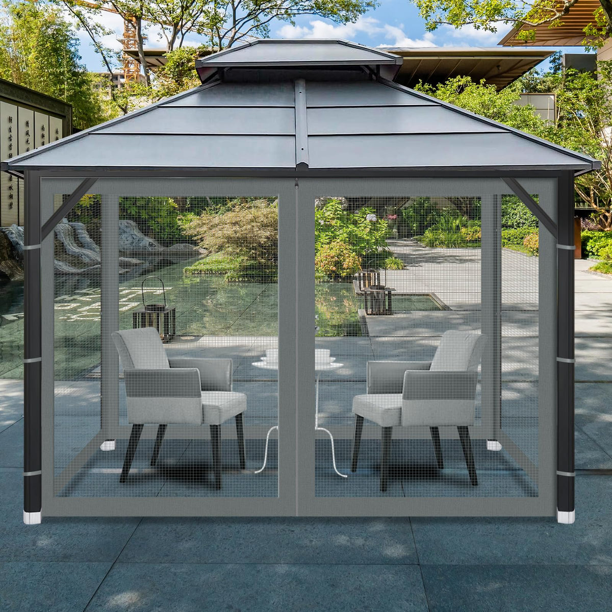 aonear gazebo mosquito netting zipper panel for easy entry and exit