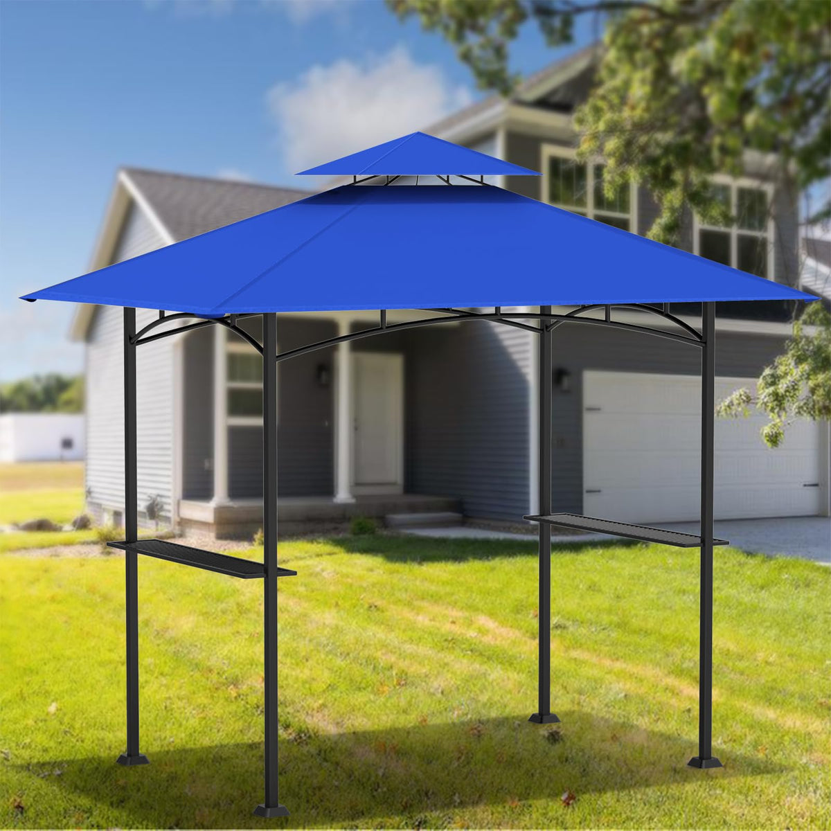 Aonear wind-resistant material protects outdoor cooking spaces