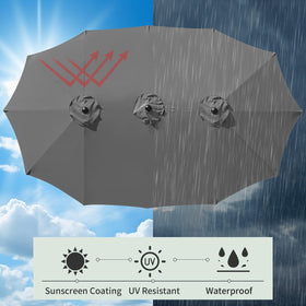 AONETOZ UV-protected and water-repellent fabric guards against sun and rain.