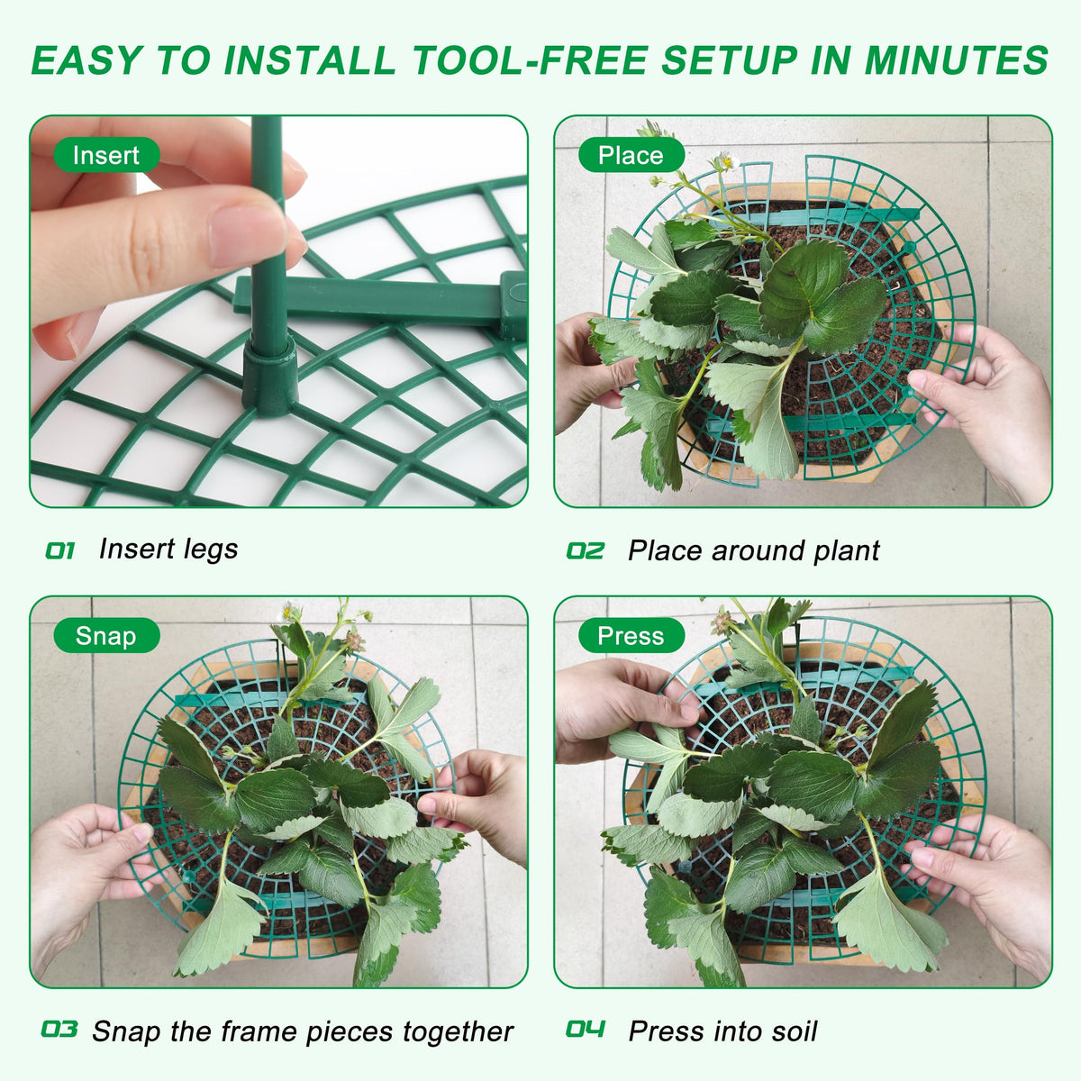 Tool-free snap-fit assembly makes setup quick and stress-free