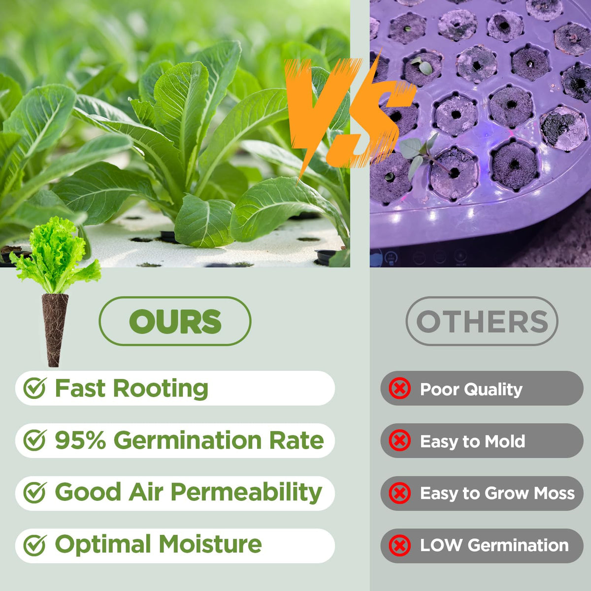 Aooccder seed starter sponges promote rooting with micronutrient-rich coco coir.