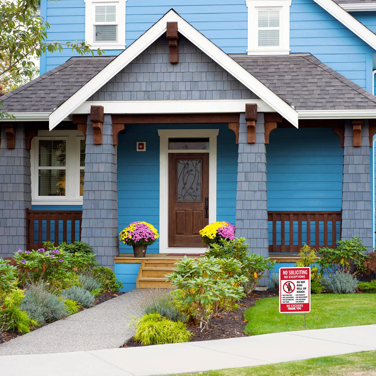 AOOCY No Solicitation Sign bright colors improve noticeability from the street