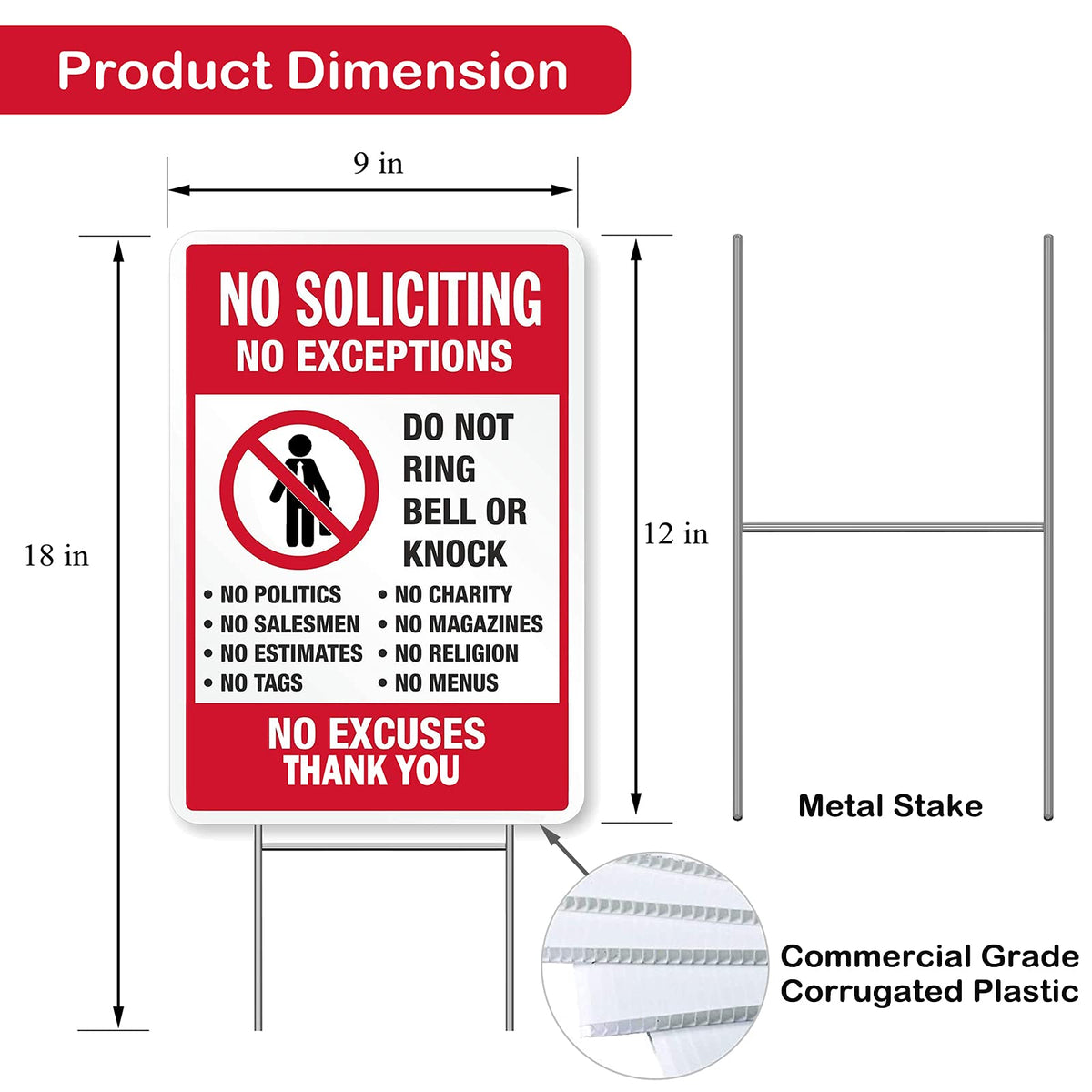 AOOCY No Solicitation Sign close-up print shows weather-ready design
