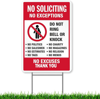 AOOCY No Solicitation Sign front view with stakes for yard privacy