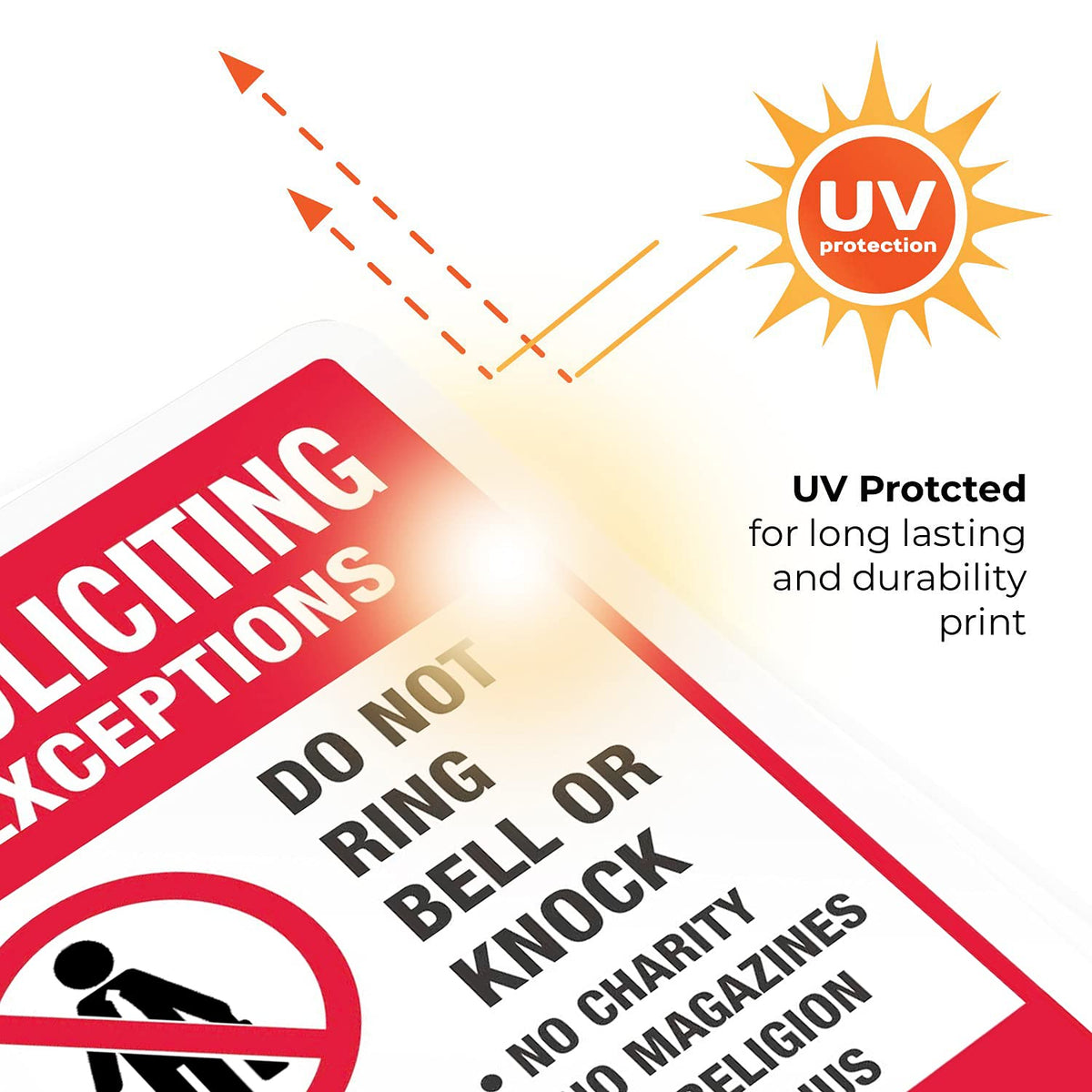AOOCY No Solicitation Sign outdoor durability resists rain and sun