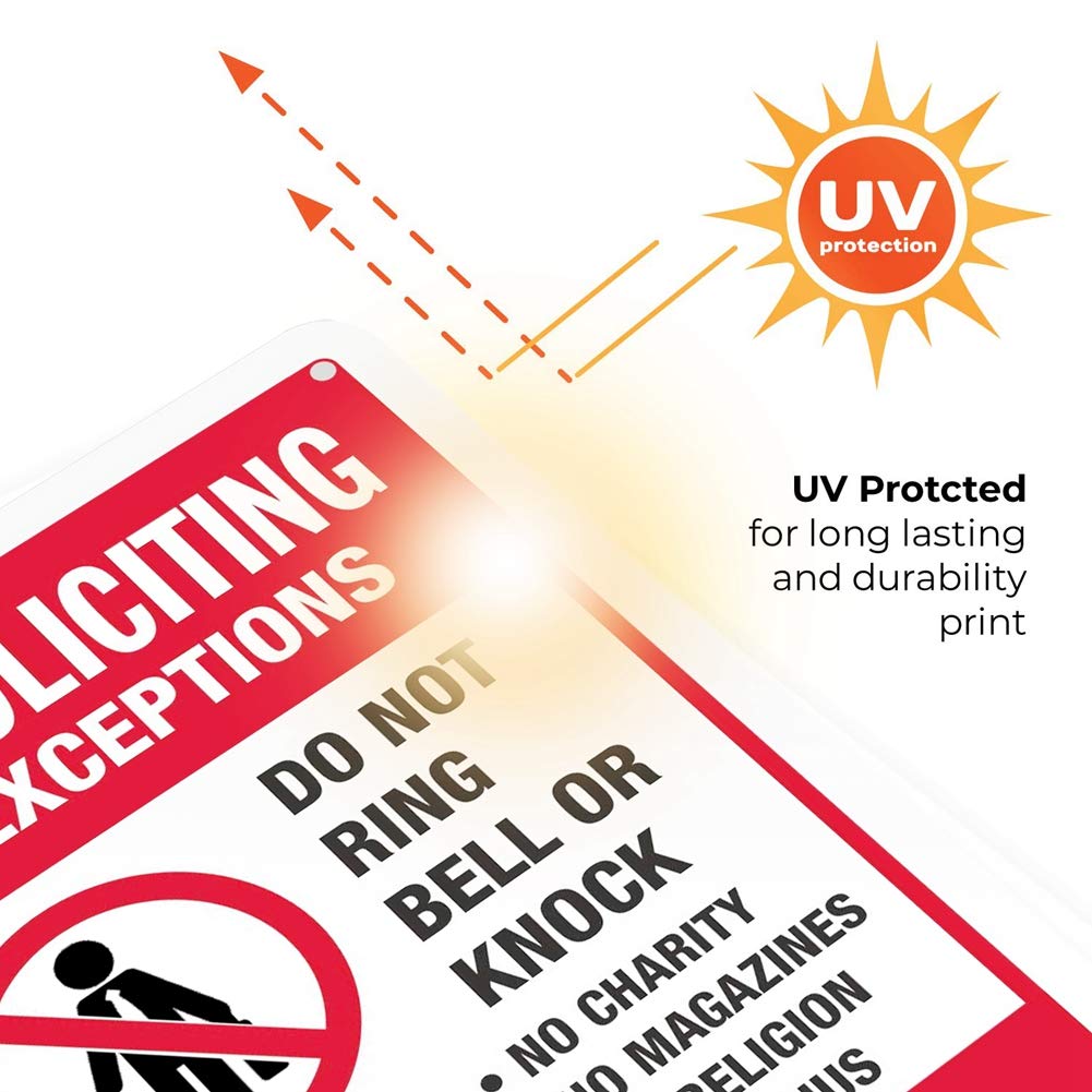 AOOCY No Soliciting Sign pre-drilled holes simplify mounting with screws or wires.