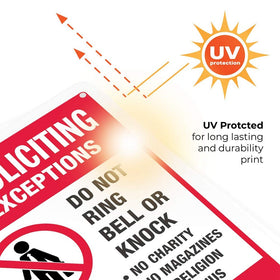 AOOCY No Soliciting Sign pre-drilled holes simplify mounting with screws or wires.