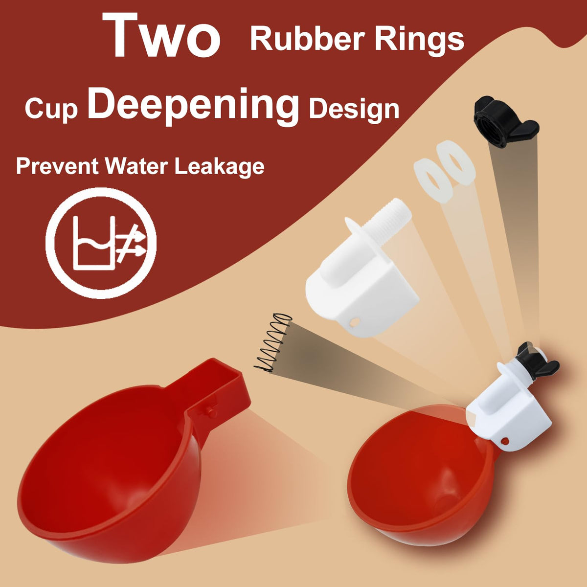 Aopchry double rubber rings prevent leaks during pecking.