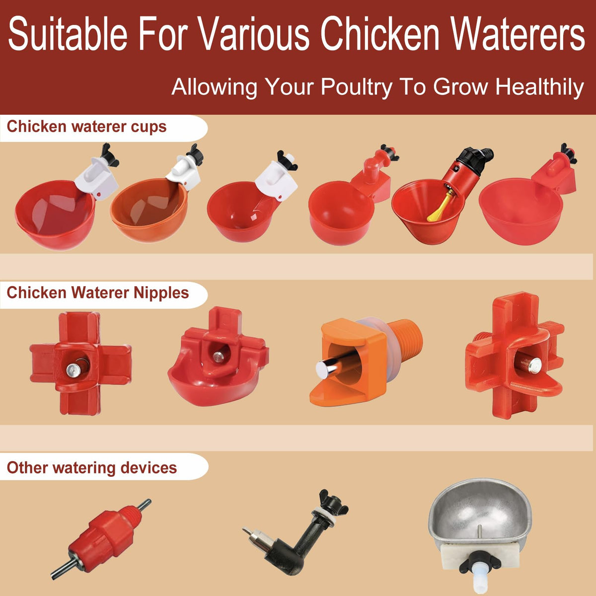 Aopchry white fittings suit poultry houses and duck coops, improving watering convenience.