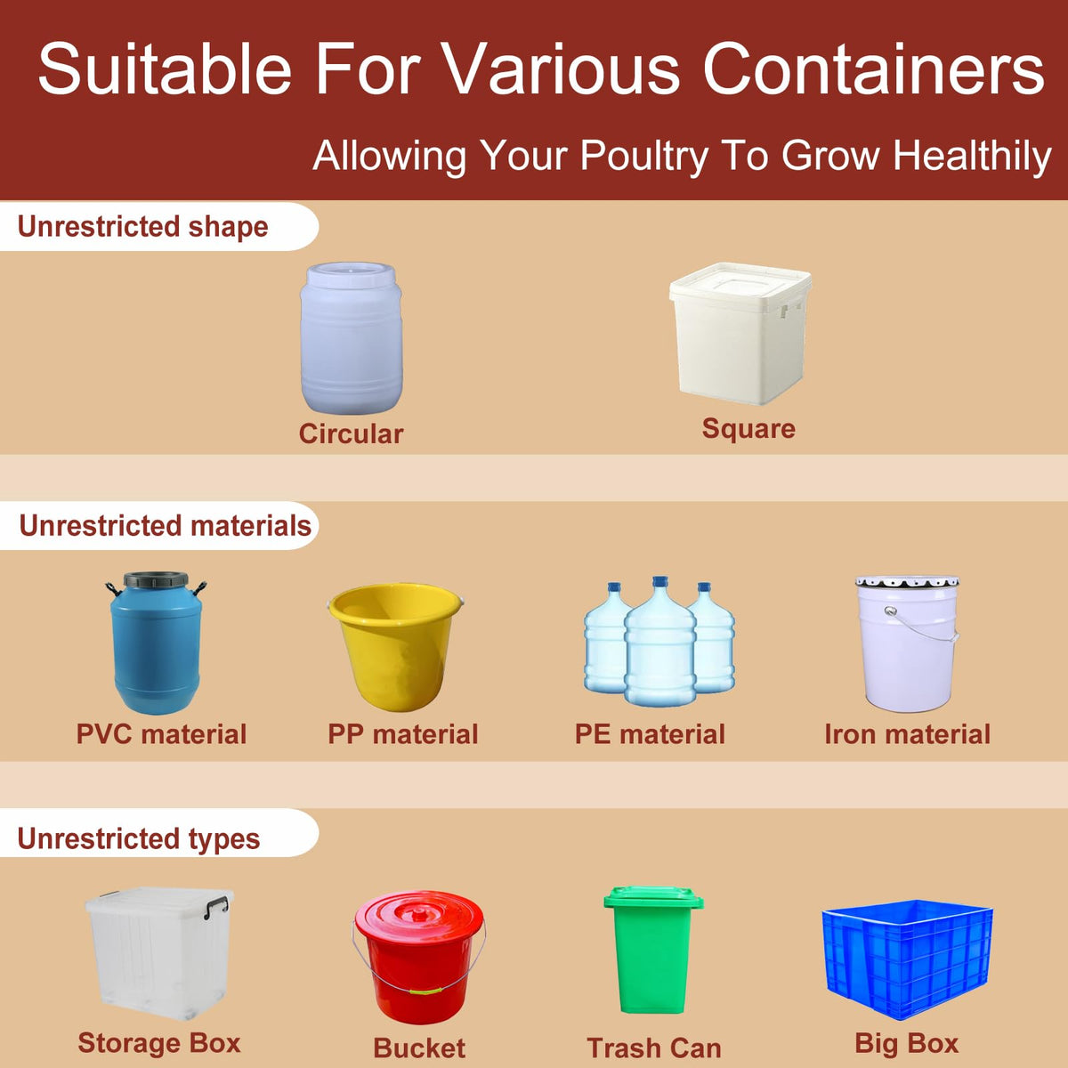 Aopchry compatible with chickens, ducks, and quails in coops.