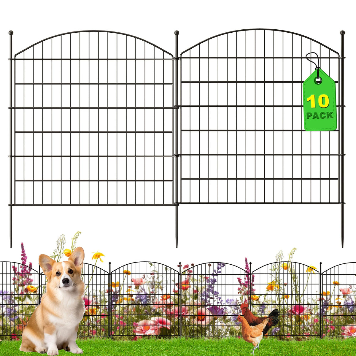 AOPEC no-dig metal fence panel for quick yard setup