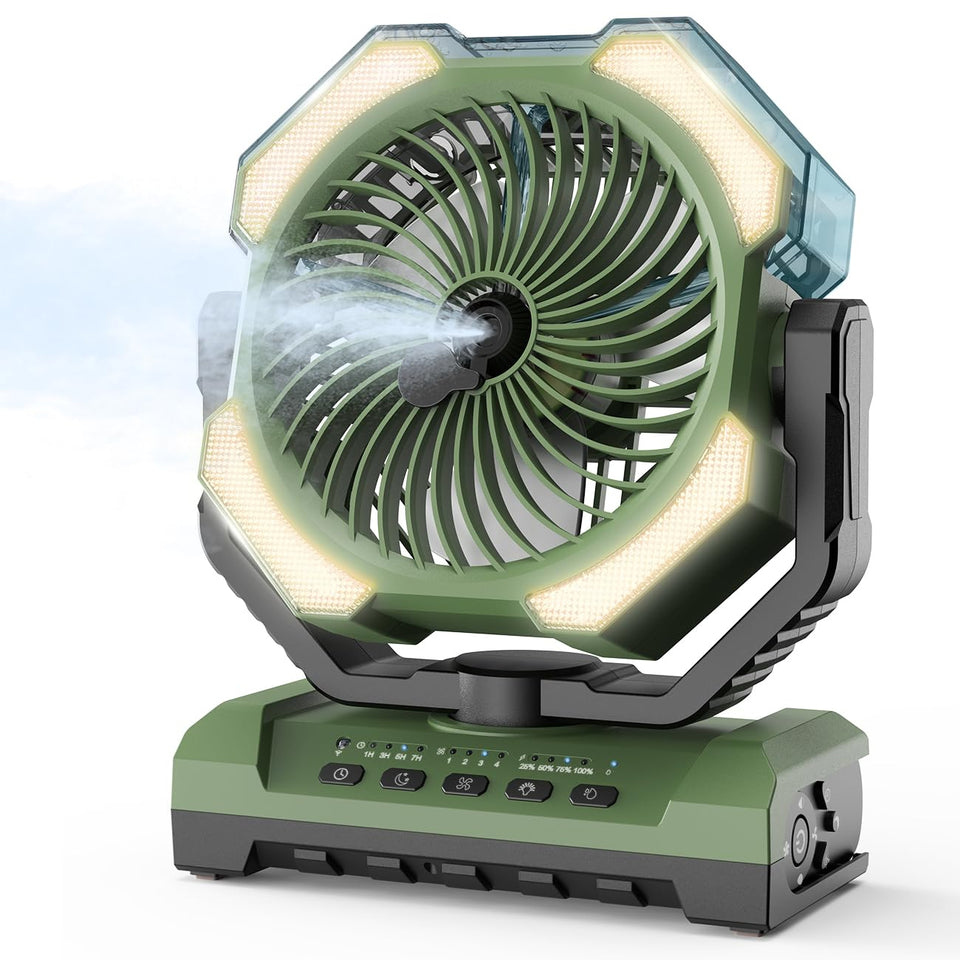 Aopircs Camping Misting Fan front view with compact outdoor cooling